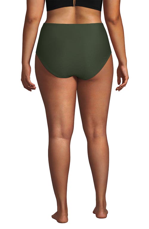LANDS' END LANDS' END RIBBED SMOOTHING HIGH WAISTED BIKINI BOTTOMS