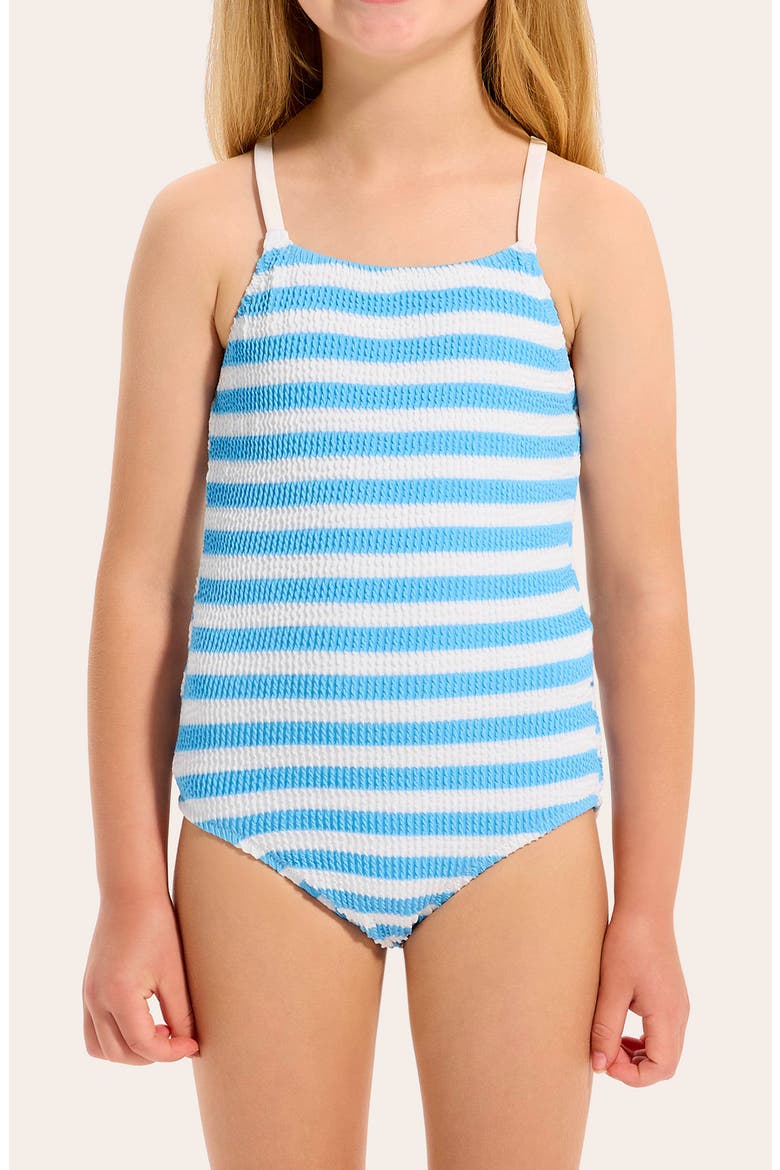 Kids' Textured One-Piece Swimsuit, Alternate, color, POWDER BLUE