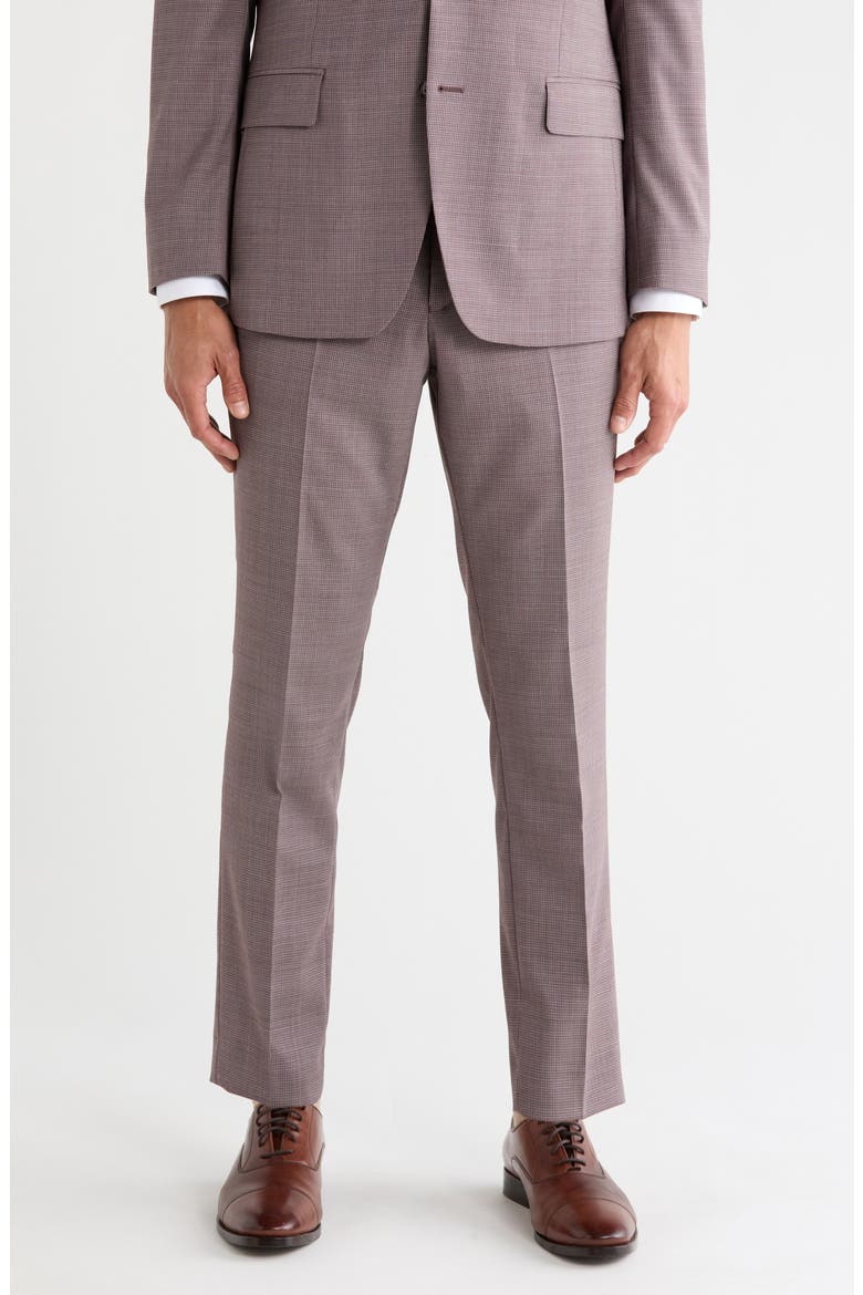 Houndstooth Wool Blend Pants, Main, color, MAUVE