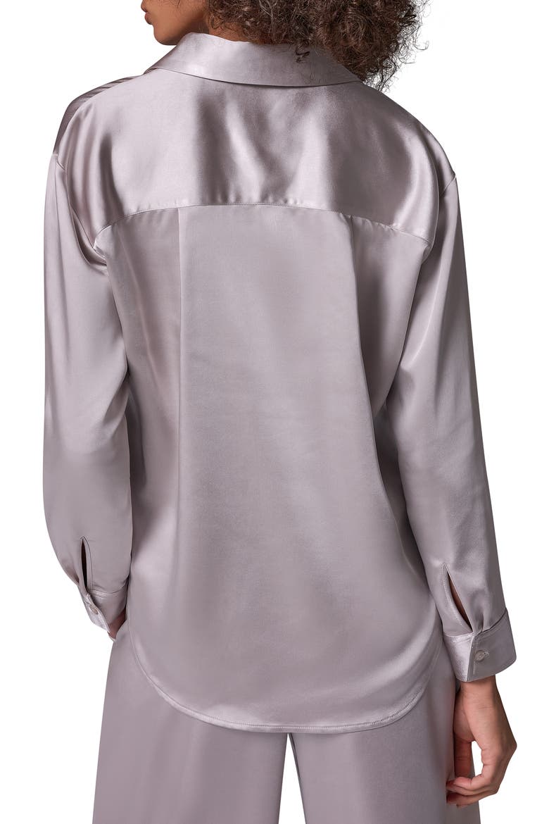 Satin Button Front Shirt, Alternate, color, VAPOR