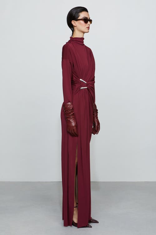 Et Ochs Remington Draped Matte Jersey Column Gown In Burgundy
