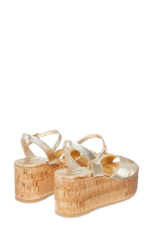 Shop Stuart Weitzman Carmen Midi Wedge Sandal In Light Gold