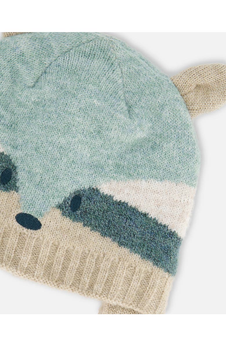 Deux par Deux Baby Unisex Knit Hat With Ears Racoon Face, Alternate, color, Raccoon Face