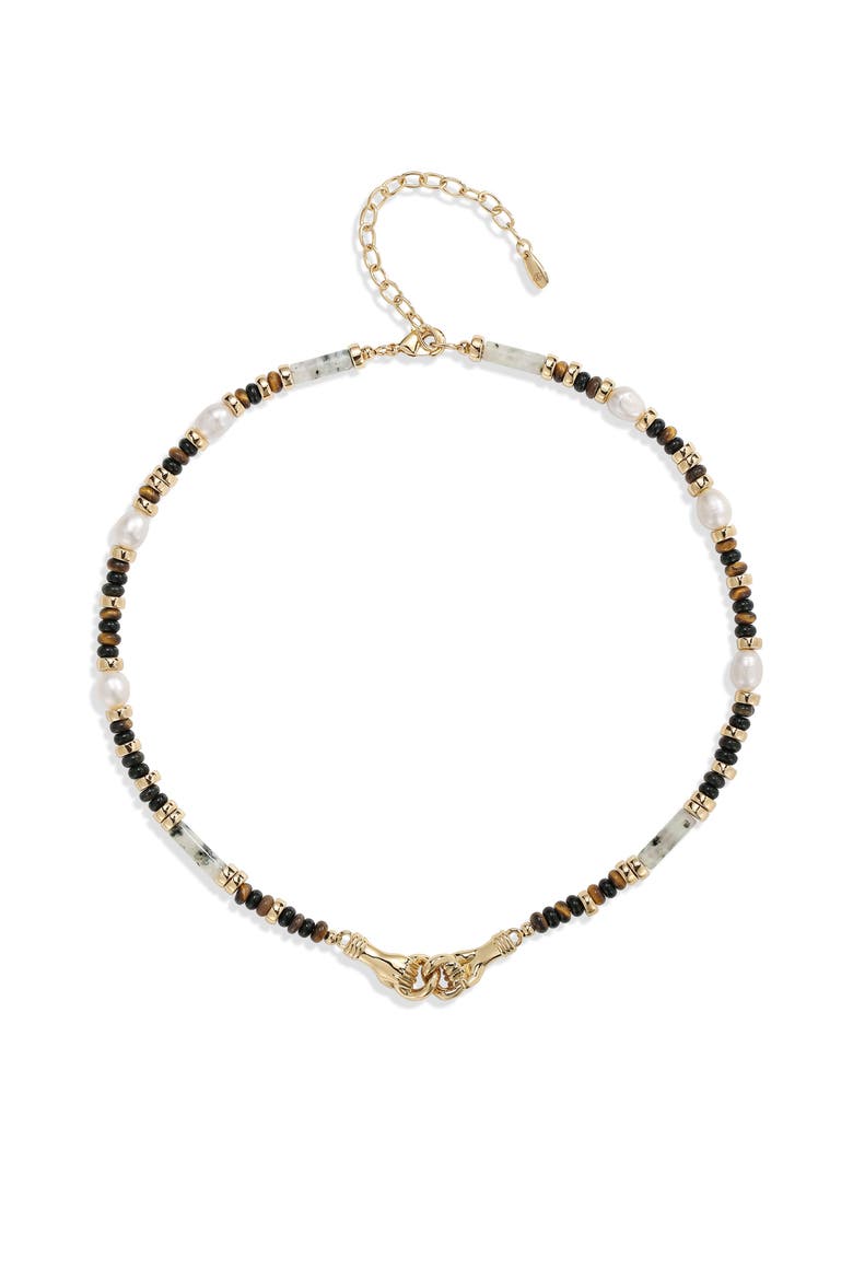 Palms Necklace, Main, color, Brown & White & Gold