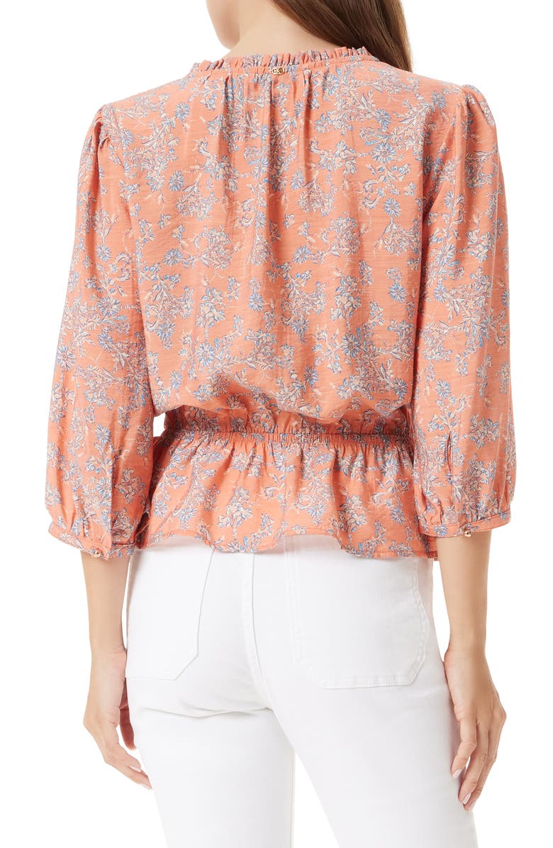 Sam Edelman Kit Print Peplum Top, Alternate, color, Terra Cotta-Branch And Blossom