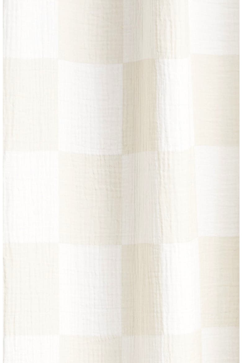Check Cotton Gauze Shower Curtain, Alternate, color, BONE AND WHITE