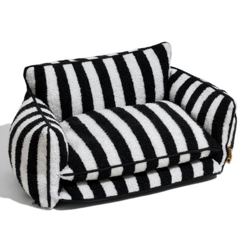 Striped Faux Lambswool Double Layer Pet Sofa Bed