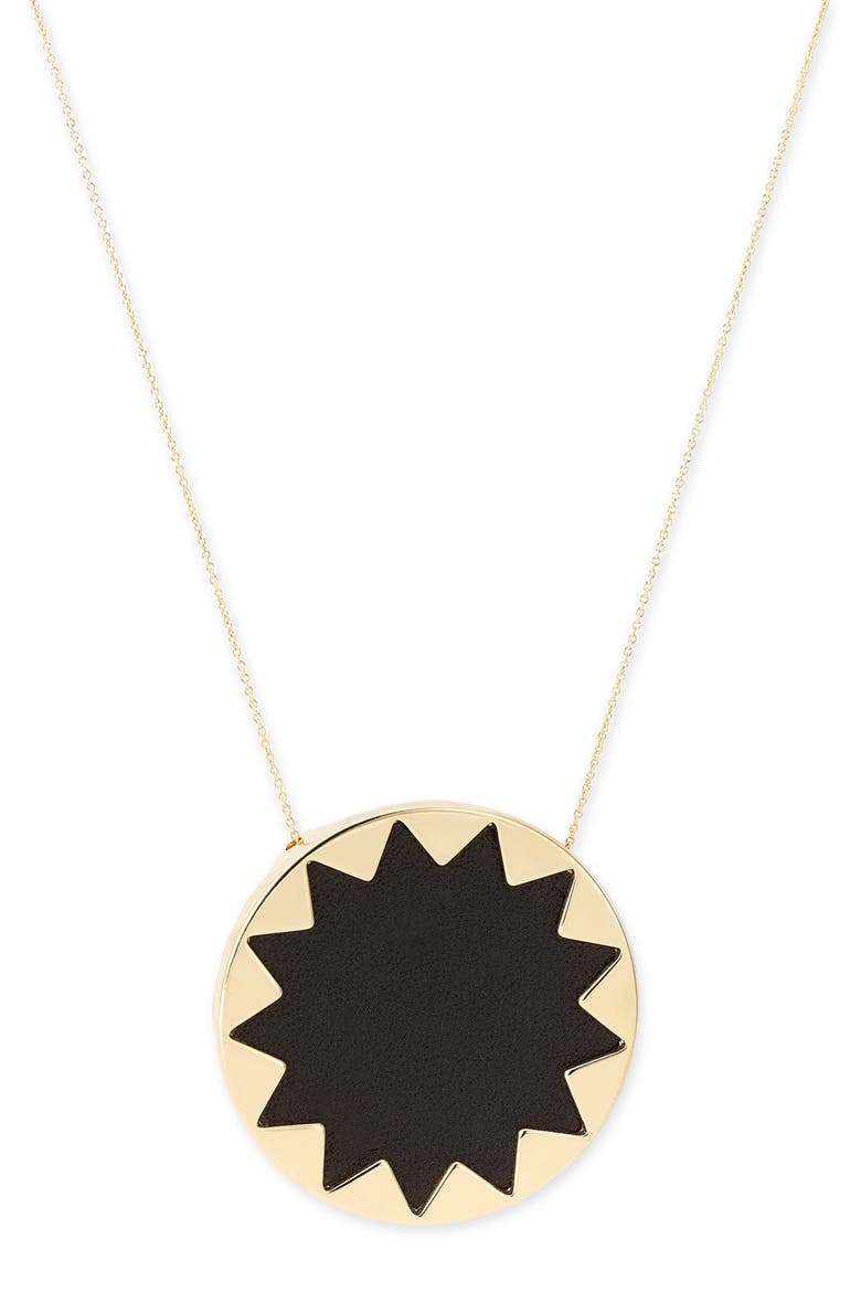 Sunburst Pendant Necklace, Alternate, color, BLACK/ GOLD