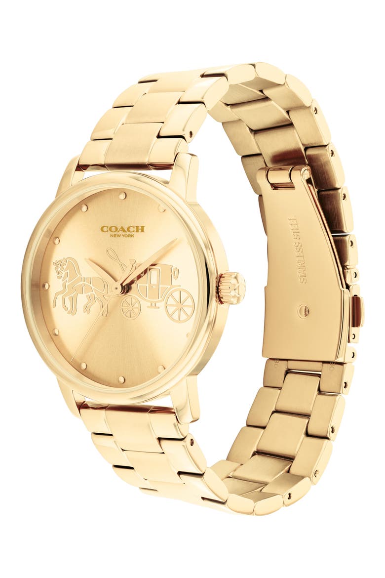 Grand Goldtone Quartz Bracelet Watch, 36mm, Alternate, color, GOLD