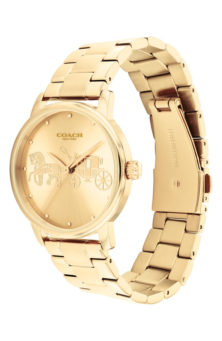 COACH Grand Goldtone Quartz Bracelet Watch, 36mm, Alternate, color, Gold