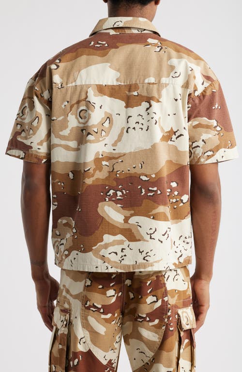 Icecream Desert Crop Camo Cotton Ripstop Camp Shirt In Brown