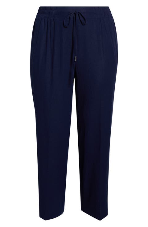 Tie Waist Linen Blend Pants