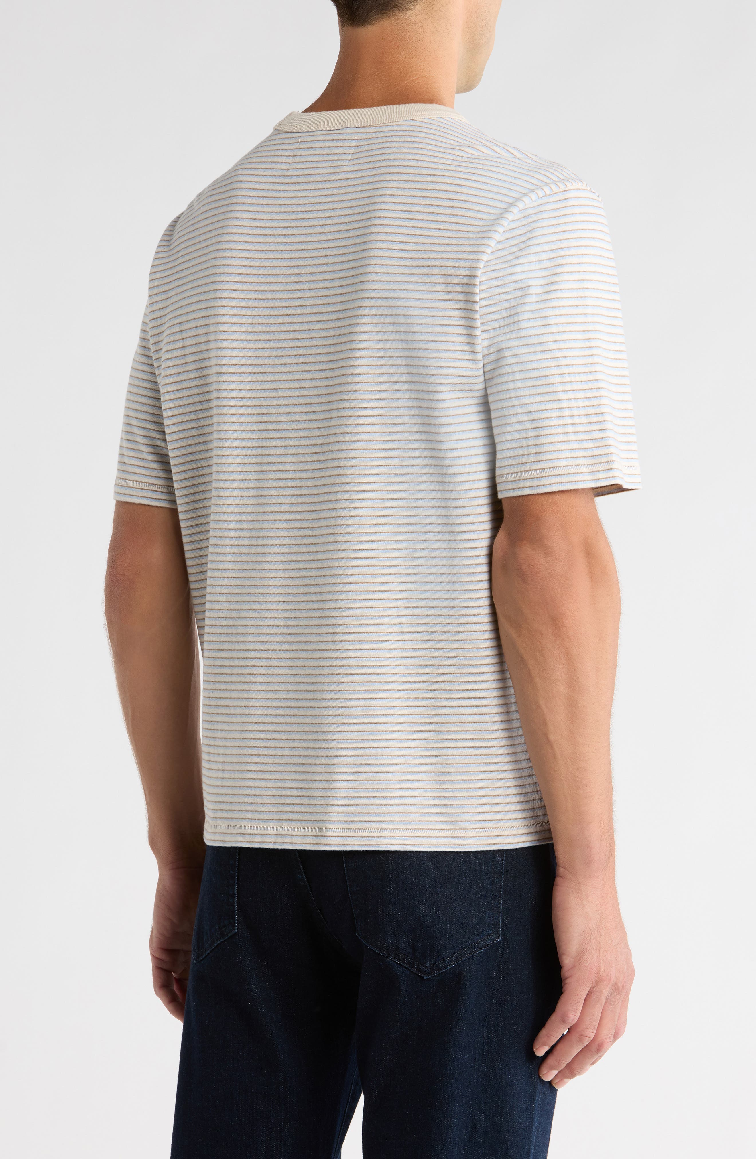 Melange Stripe Cotton Pocket T-Shirt - image 2