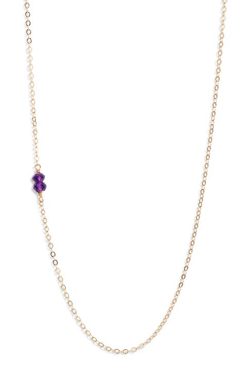 Semiprecious Stone Station Chain Necklace