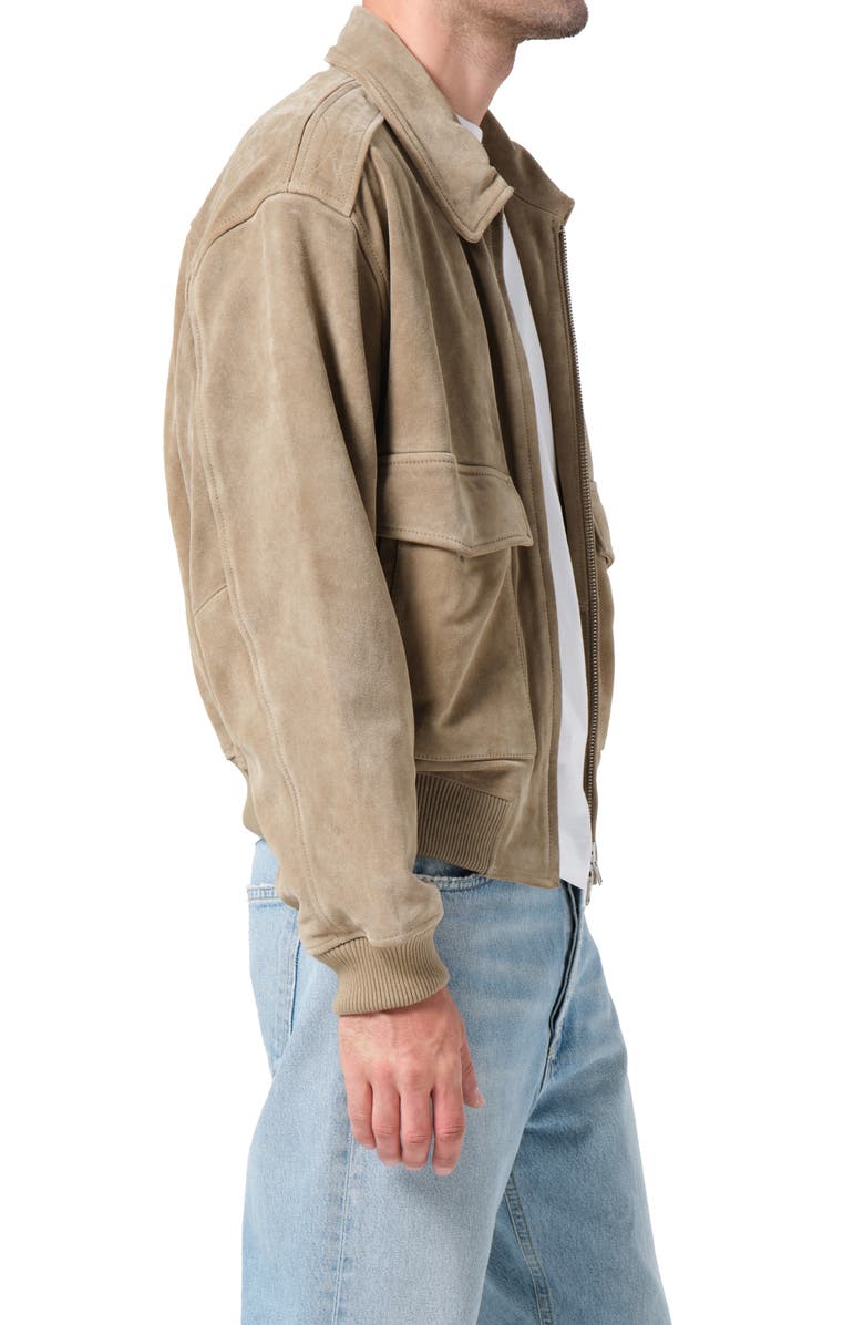 AGOLDE Emil Suede Bomber Jacket, Alternate, color, Arizona M Sand