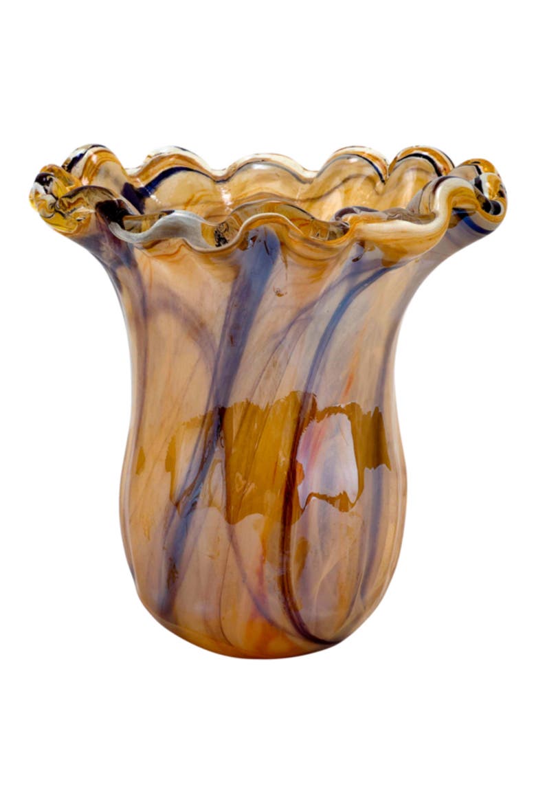Onda Small Glass Vase, Main, color, BROWN