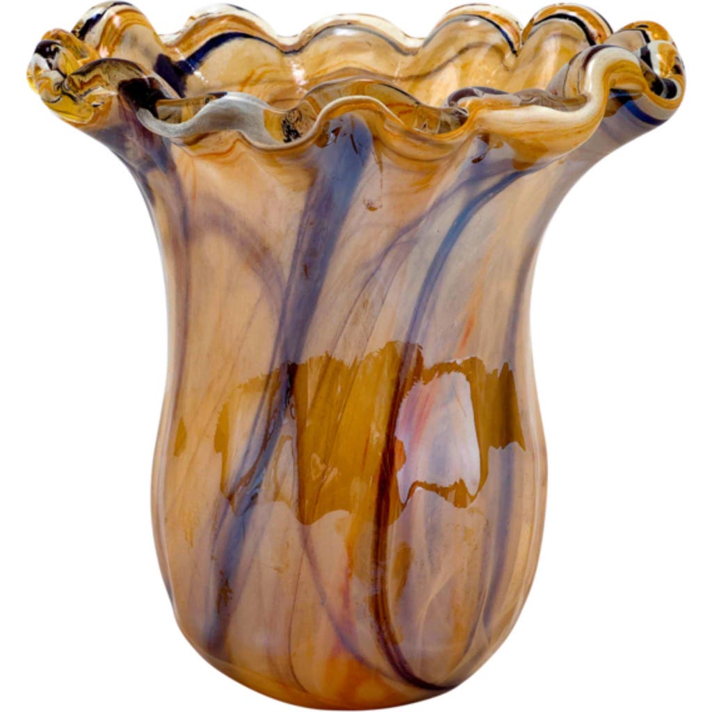 Vietri Onda Glass Tortoiseshell Small Tulip Vase In Brown