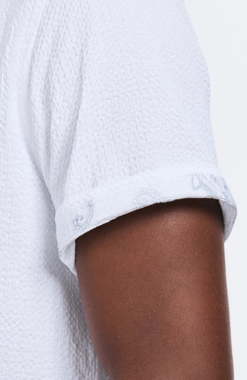 Robert Graham Reid Geo Textured Short Sleeve Cotton Button-up Shirt In White