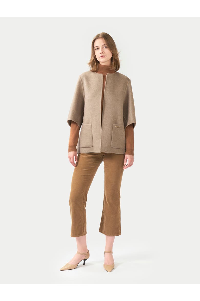 Patch Pocket Cashmere Poncho Jacket, Alternate, color, taupe