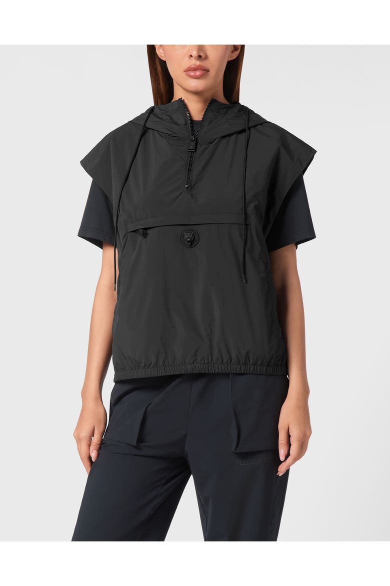 Hooded Zipped Vest With Pockets Women, Main, color, black
