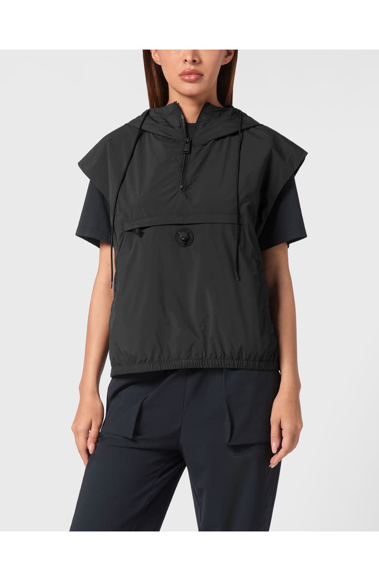 PLEIN SPORT Hooded Zipped Vest With Pockets Women, Main, color, Black