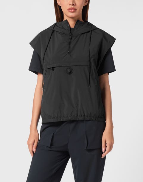 Hooded Zipped Vest With Pockets Women