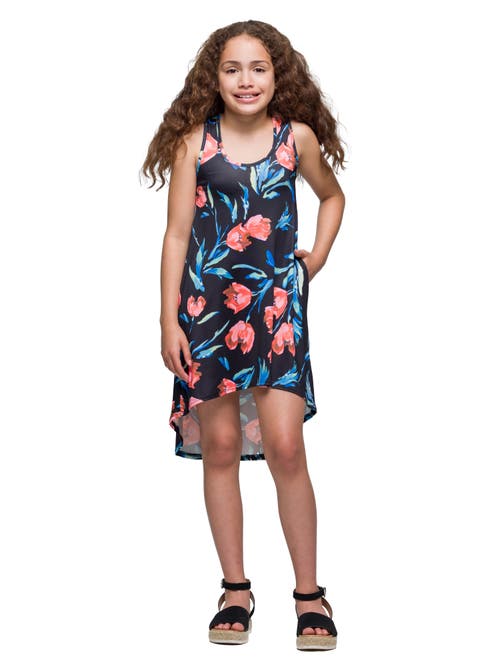 24sevenKid Black Floral High Low Sleeveless Pocket Dress in Navy Multi  product