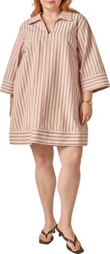 English Factory Striped Collared Shift Dress