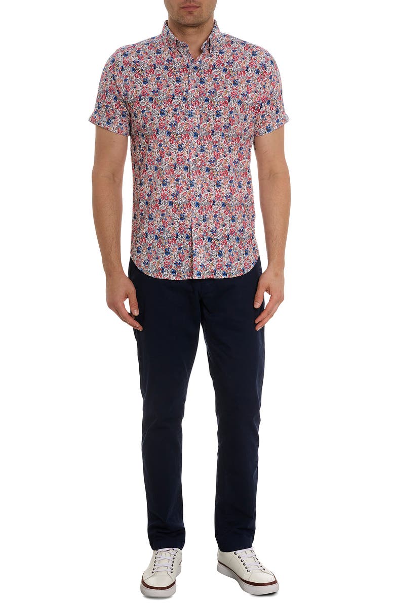 Robert Graham Padar Floral Short Sleeve Button-Up Shirt, Alternate, color,