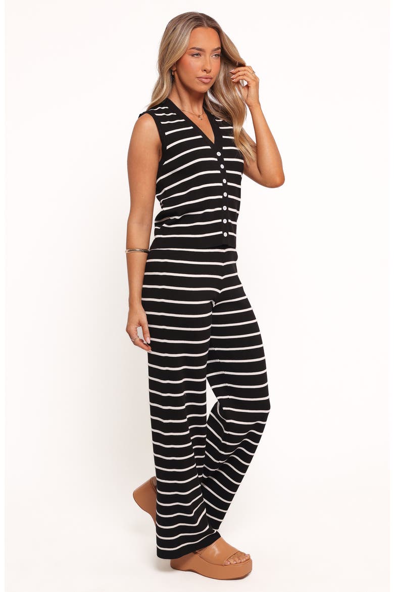 Juna Stripe Sleeveless Sweater & Pants Set, Alternate, color, BLACK WHITE STRIPE