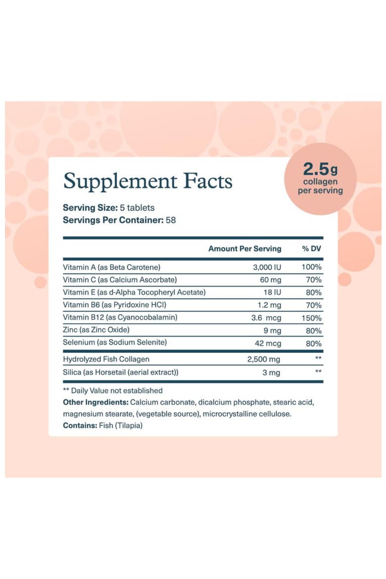 Marine Collagen Hydrolyzed Fish-Sourced Skin Support Supplement Tablets 290 Tablets, Alternate, color, None
