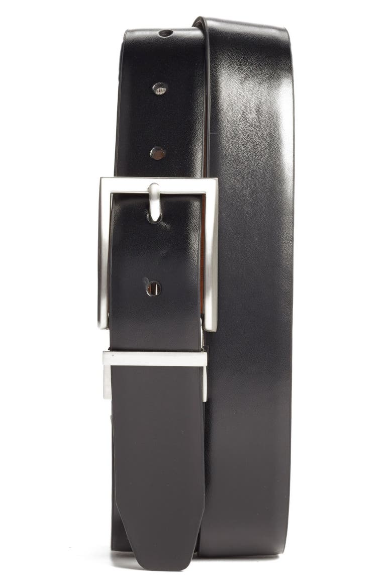 Reversible Leather Belt, Main, color, BLACK/ BROWN