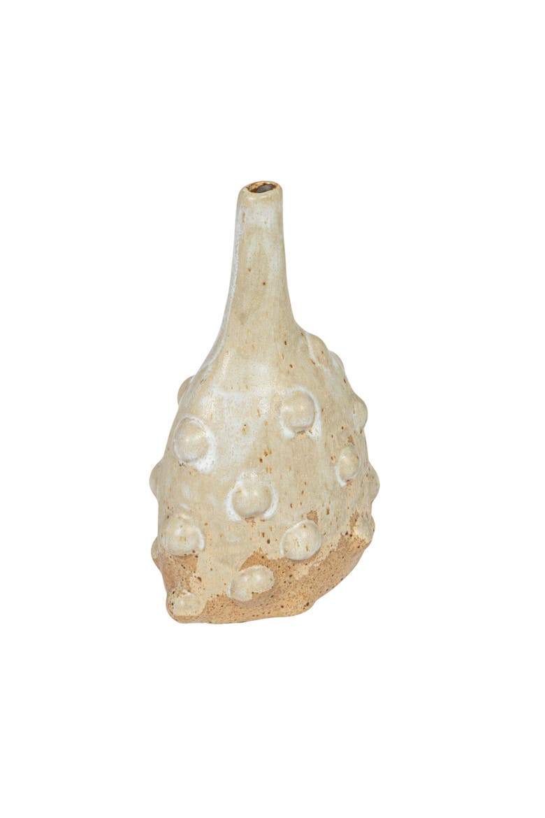 Stoneware Vase with Raised Dots and Reactive Glaze, Main, color, White