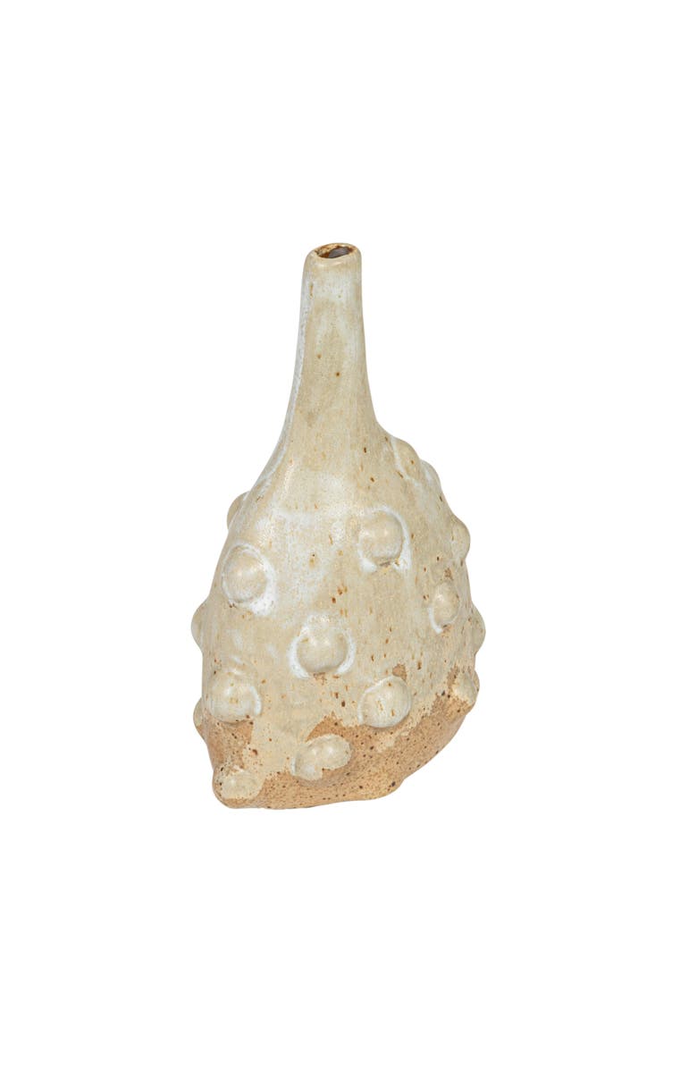Storied Home Stoneware Vase with Raised Dots and Reactive Glaze, Main, color, White