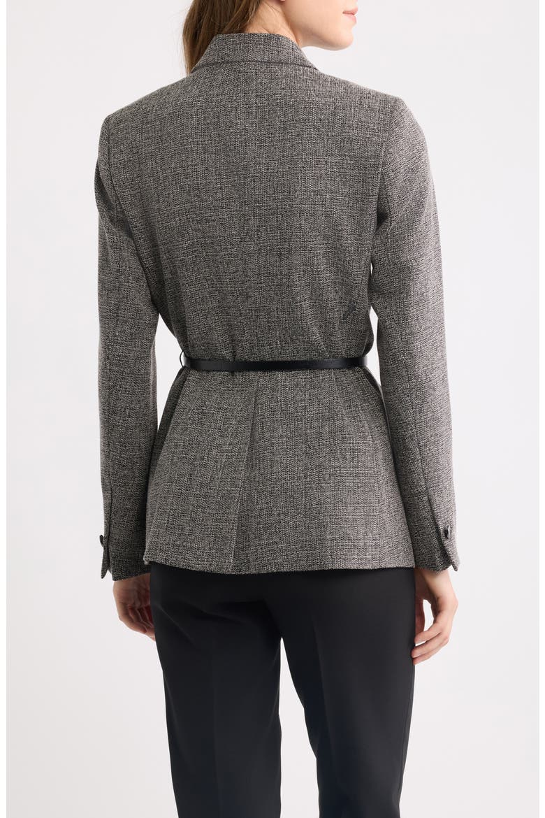 One-Button Belted Blazer, Alternate, color, ANNE BLACK / WHITE DOVE