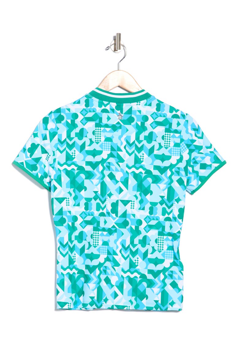 Spliced Geo Performance Polo, Alternate, color, EMERALD