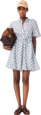 maje Short patterned linen-blend dress