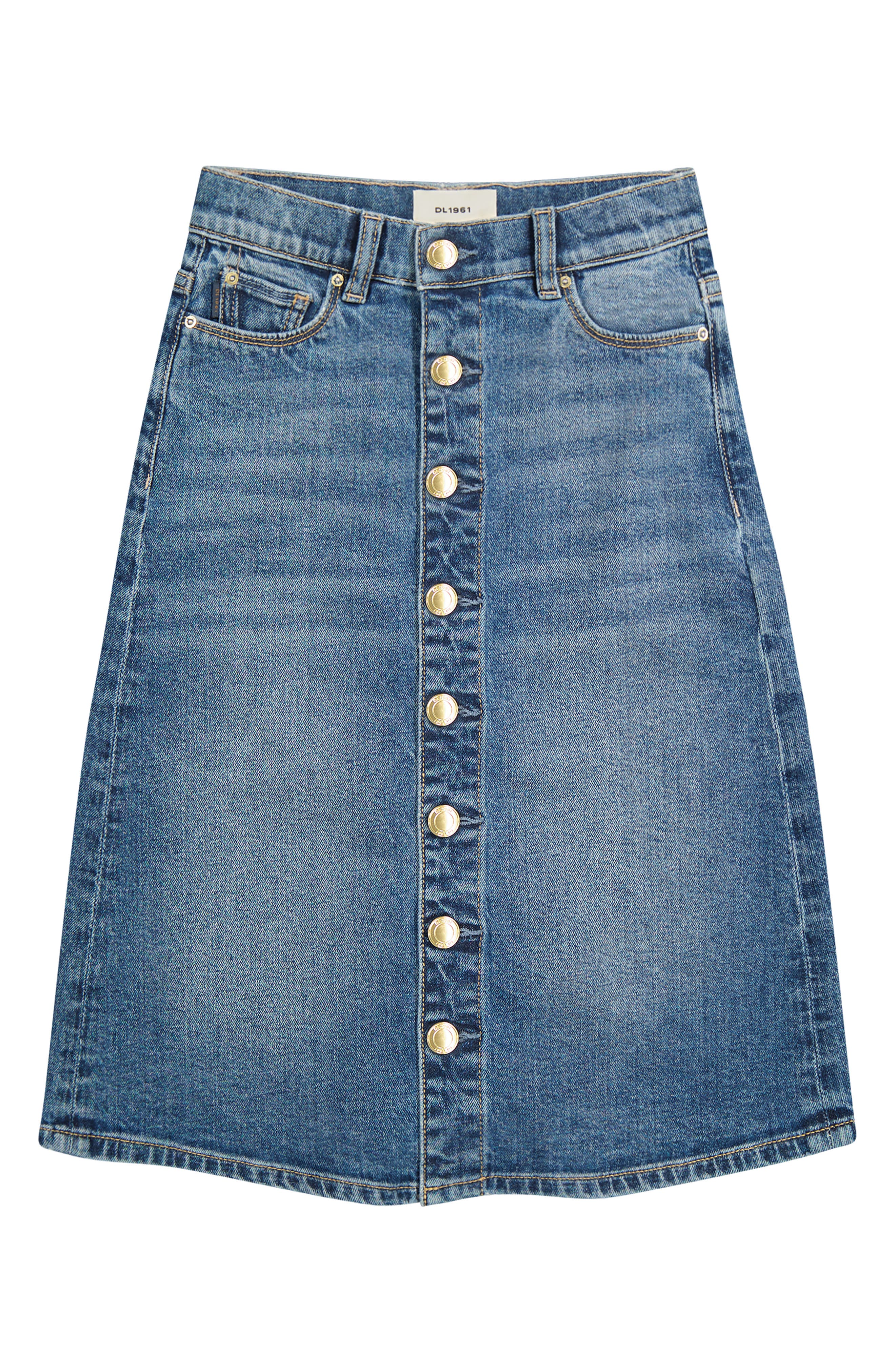 Kids' Jenny Button Front Denim Midi Skirt