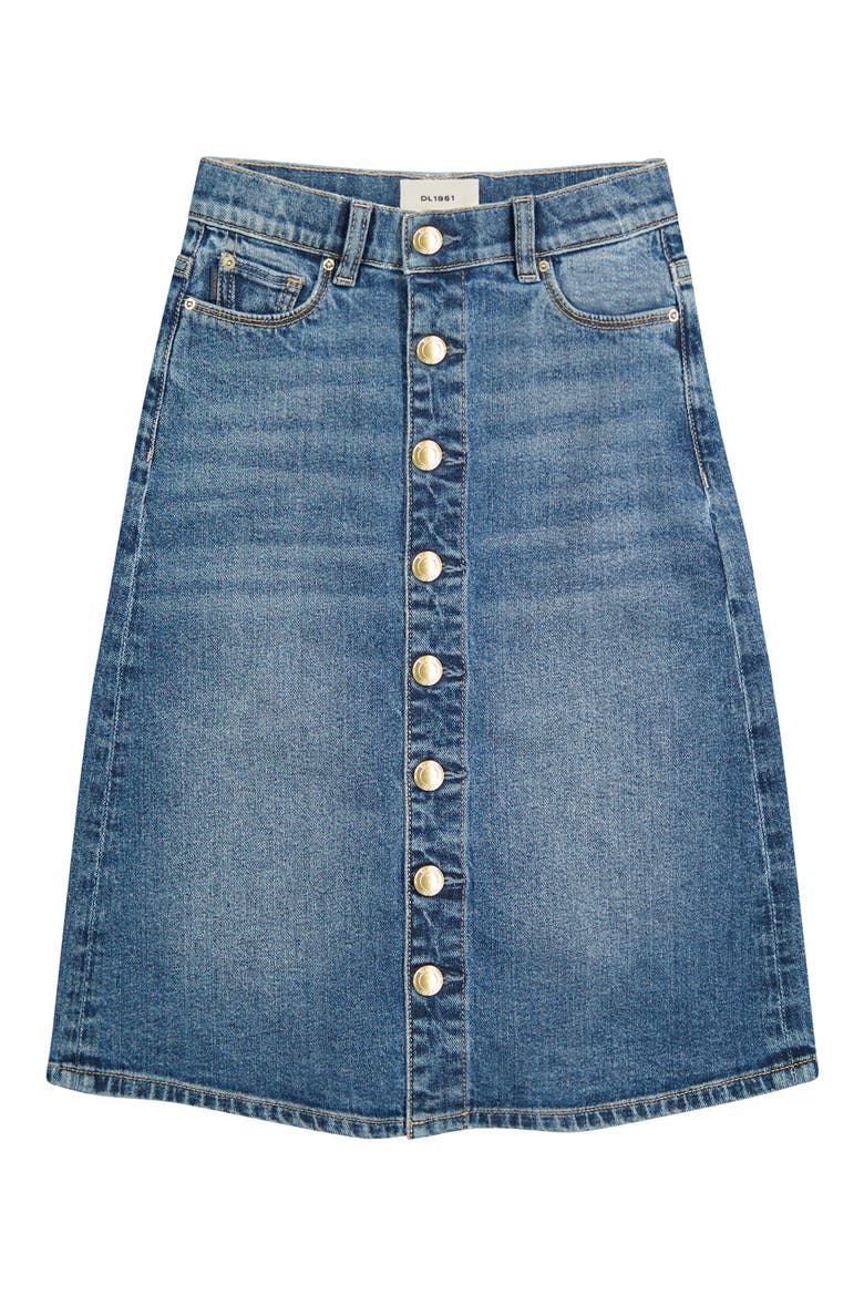 Kids' Jenny Button Front Denim Midi Skirt, Main, color, LAKEWOOD