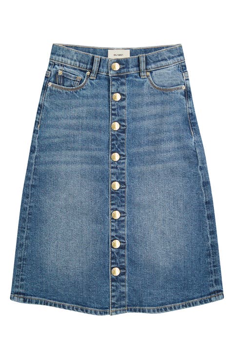Kids' Jenny Button Front Denim Midi Skirt