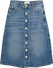 DL1961 Kids' Jenny Button Front Denim Midi Skirt