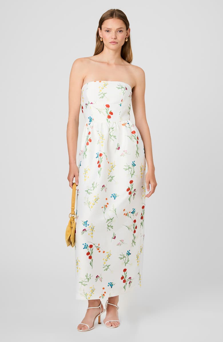 French Connection Christine Floral Strapless Fit & Flare Midi Dress, Alternate, color, Daisy Yellow Sophie Flower
