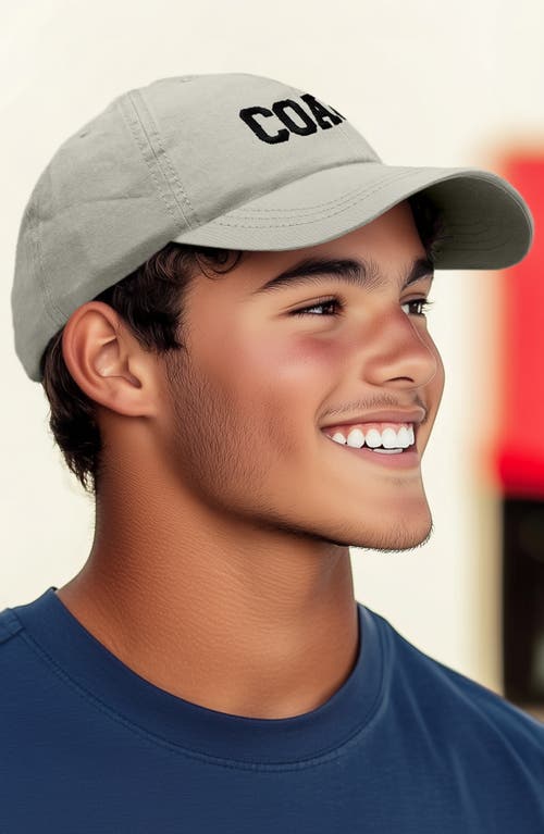 Shop Dalix Coach Embroidered Sports Dad Cap In Washed Stone White