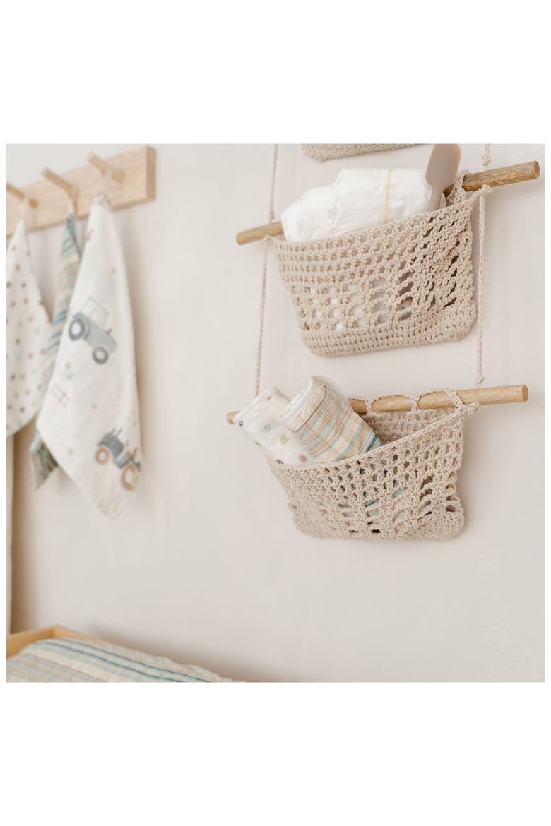 3-Tier Crochet Hanging Baskets, Alternate, color, BEIGE