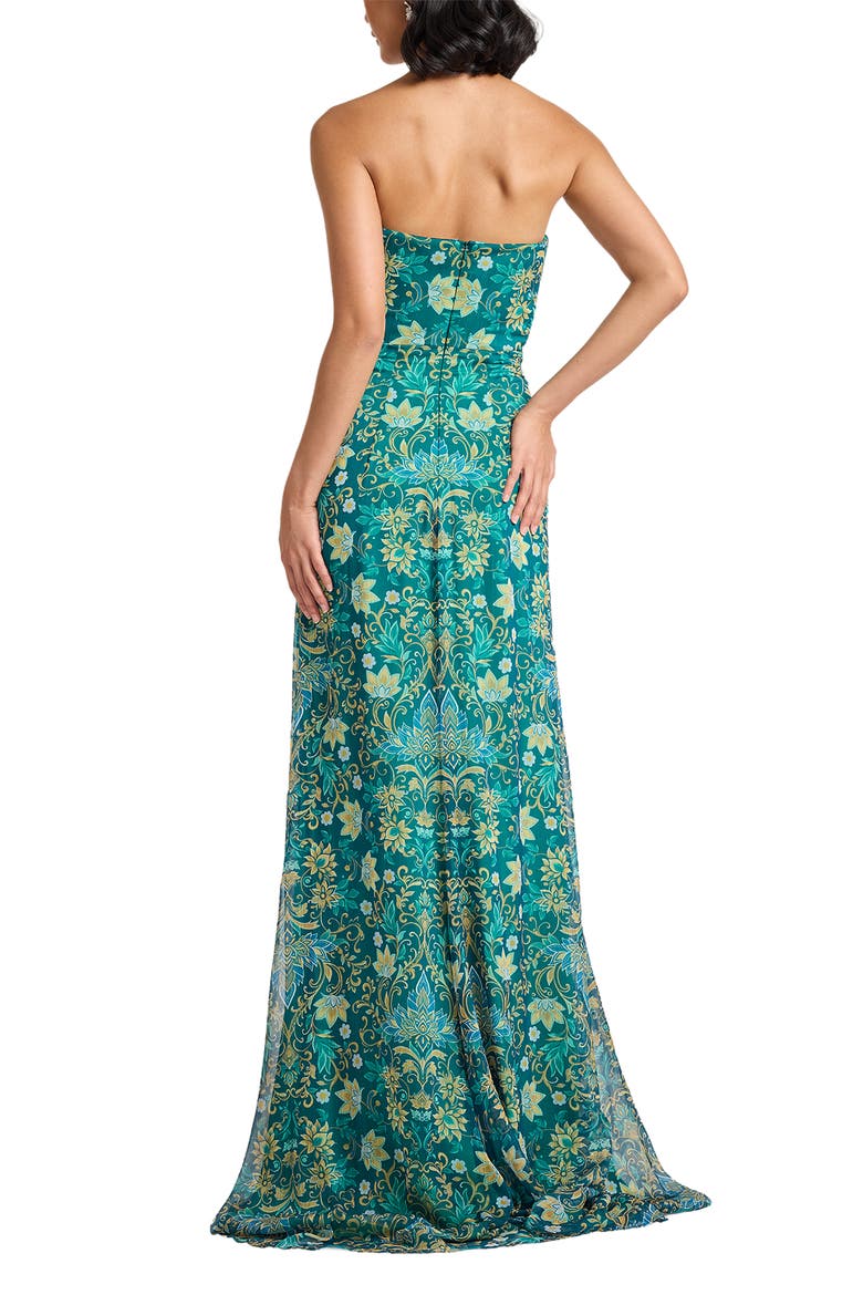 Floral Strapless Gown, Alternate, color, TEA LEAF/ MULTI
