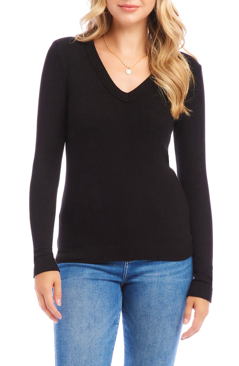 Karen Kane V-Neck Brushed Rib Top, Main, color, 