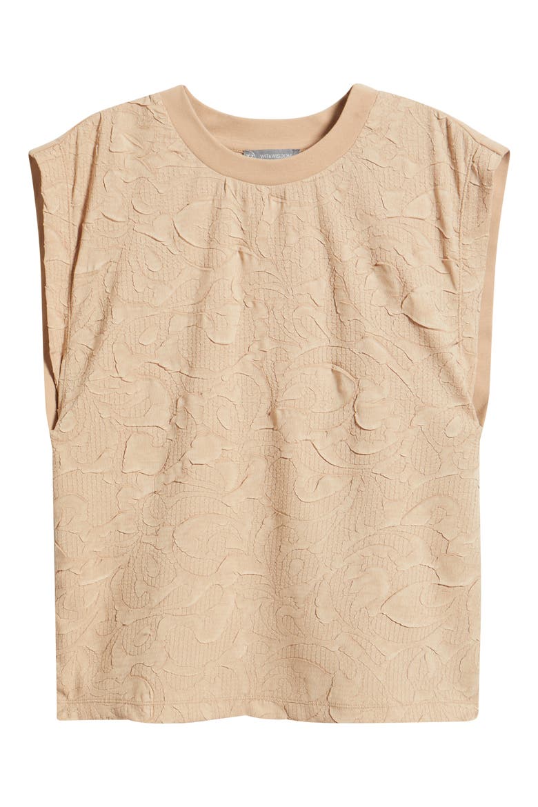Mixed Media Crinkle Jacquard Top, Alternate, color, PALE OAK