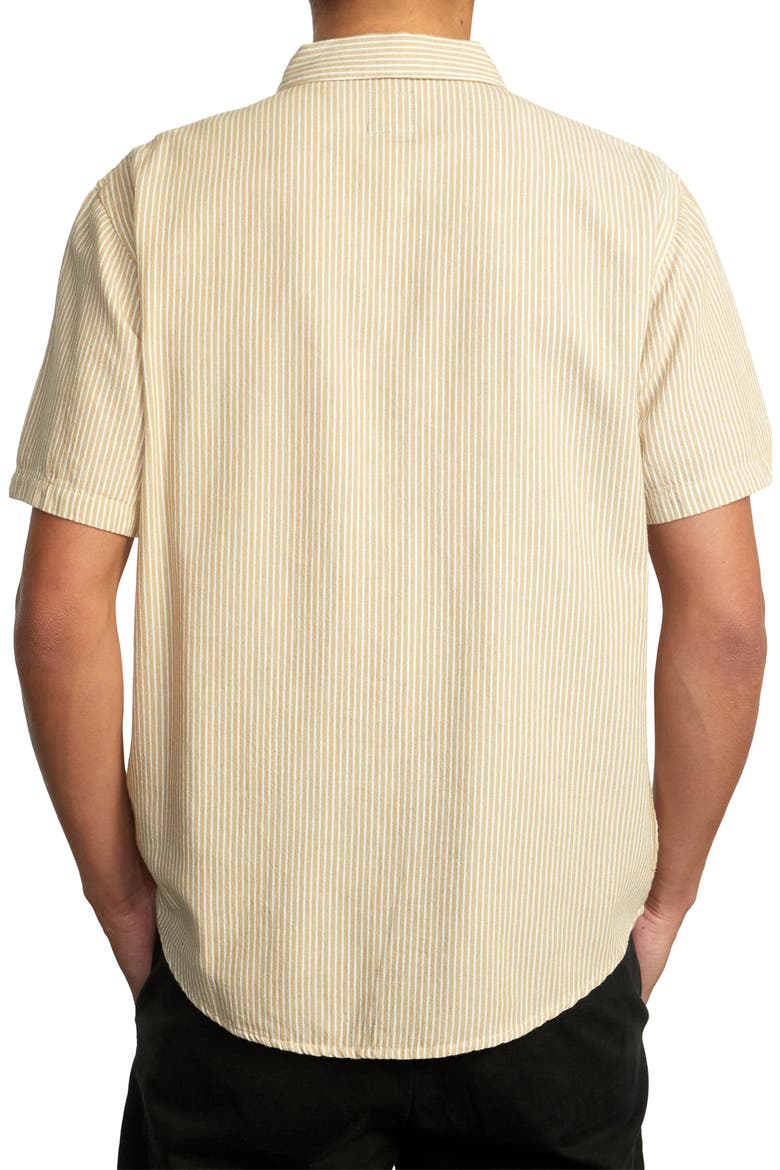 Dayshift Stripe Cotton Short Sleeve Button-Up Shirt, Alternate, color, KHAKI