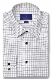 David Donahue Trim Fit Diamond Geometric Print Dress Shirt