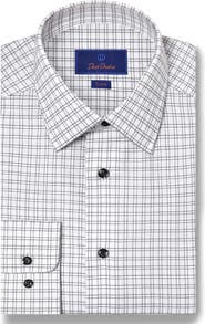 David Donahue Trim Fit Diamond Geometric Print Dress Shirt